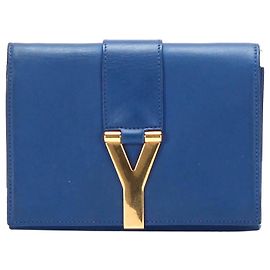 Yves Saint Laurent Bolsa de couro YSL Blue Chyc Ligne Azul
