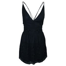 Magali Pascal Black Open Back Embroidered Dress Black