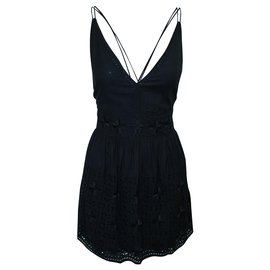 Magali Pascal Robe brodée noire à dos ouvert Noir