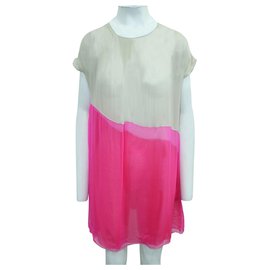Bottega Veneta-Beige und rosa Seidenkleid-Andere