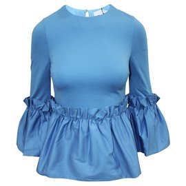 Ted Baker Top plisado de algodón Azul
