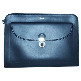 Tod's Navy Blue Leather Messenger Bag Blue Navy blue