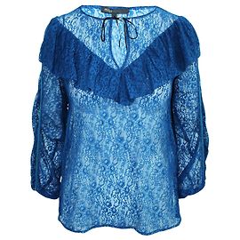 Maje Camicetta in pizzo blu semitrasparente Blu