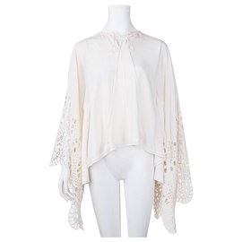 Chloé-Bluse mit ausgestellter Öse-Weiß,Roh