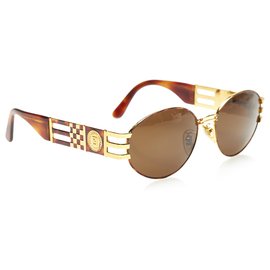 Fendi-Fendi Brown Pequin Tinted Sunglasses-Brown,Golden