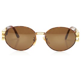 Fendi-Fendi Brown Pequin Tinted Sunglasses-Brown,Golden