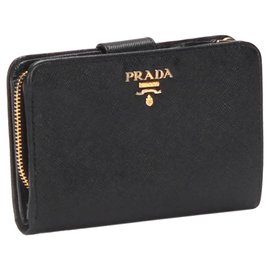 Prada-Prada Black Saffiano Bi-fold Wallet-Black
