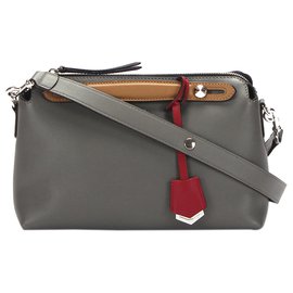 Fendi-Sac à main en cuir gris Fendi By The Way-Multicolore,Gris