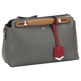 Fendi-Sac à main en cuir gris Fendi By The Way-Multicolore,Gris