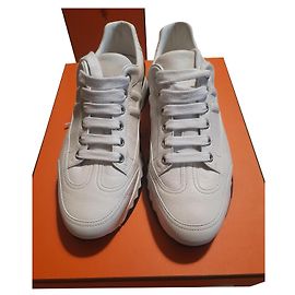 Hermès Femme Trail Sneaker Leder Weiß Weiß