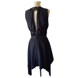 Louis Vuitton Schwarzes Abendkleid aus Viscose mit Seidenfutter Schwarz