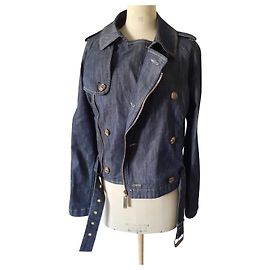 Giacca Biker Armani Jeans in Denim Blu Blu