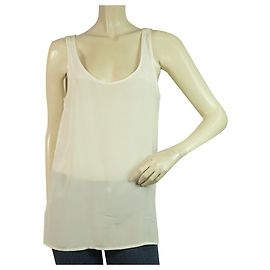 American Vintage Avorio vintage americano 100% Camicetta lunga con canotta in seta taglia S Bianco