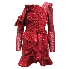 Autre Marque-Red Sequined Dress-Red