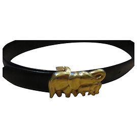 Cartier - Leather belt elephants - Vintage Black Golden