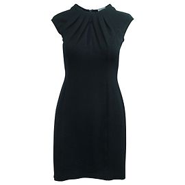Calvin Klein Klassisches schwarzes Kleid mit Falten um den Ausschnitt Schwarz