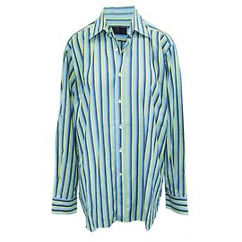 Etro Chemise rayée verte et bleue Multicolore