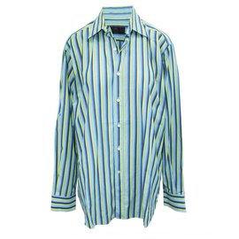 Etro Camicia a righe verdi e blu Multicolore