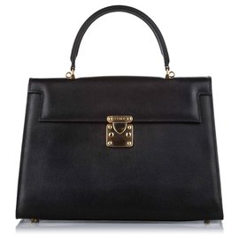 Fendi-Fendi Black Leather Business Bag-Black