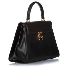 Fendi-Fendi Black Leather Business Bag-Black