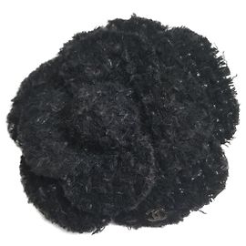 Spilla Chanel camelia in tweedweed Nero