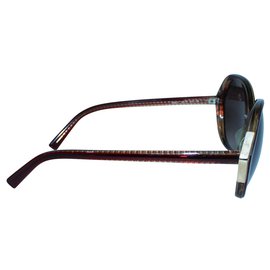 Fendi-Round Brown and Gold Sunglasses-Brown