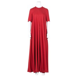 Lanvin-Round Neck Stretch-Crepe Maxi Dress-Red