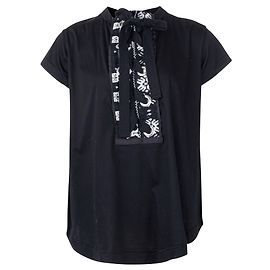 Sacai Top fluido con dettagli ricamati con lacci Nero