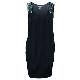 Dkny Schwarzes Kleid mit Pailletten an den Schulterträgern Schwarz