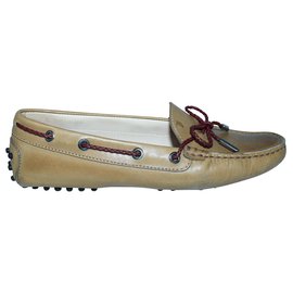Tod's-Light Brown Loafers with Burgundy Laces-Brown