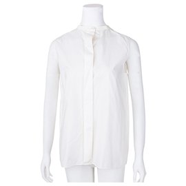 Hermès-High Neck Sleeveless Top-White