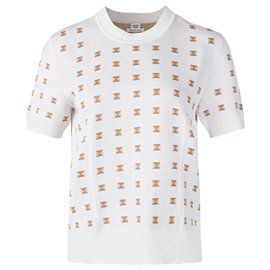 Hermès-Geometric Pattern Short Sleeve Sweater Top-Other