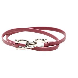 Salvatore Ferragamo Ferragamo Rosa Gancini Lederarmband Silber Pink