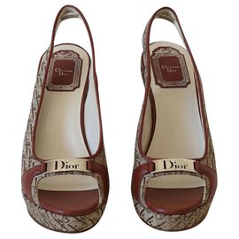 Christian Dior-Dior wedge sandals-Brown,Beige