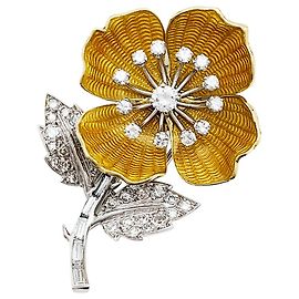 Broche "Eglantine" Boucheron em ouro e platina, esmalte e diamantes. Outro