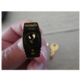 Hermès-Novo cadeado hermès em aço dourado para o saco kelly birkin victoria com saco para o pó-Gold hardware