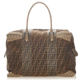 Fendi-Fendi Brown Zucca Canvas Travel Bag-Brown