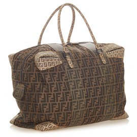 Fendi-Fendi Brown Zucca Canvas Travel Bag-Brown