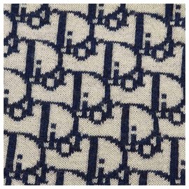 Dior-Lenço de lã azul dior-Branco,Azul