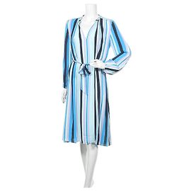 Vestido Samsoe & Samsoe listrado multicolor azul em viscose M Multicor