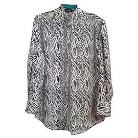 Camisa Isabel Marant Cade de seda estampada manga comprida Preto Branco Preto Branco