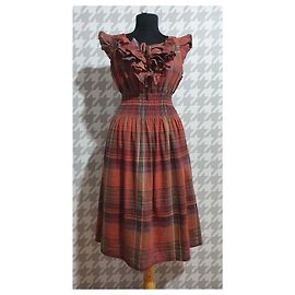Vestido Tartán Ralph Lauren Lauren Jeans Algodón Lino Multicolor