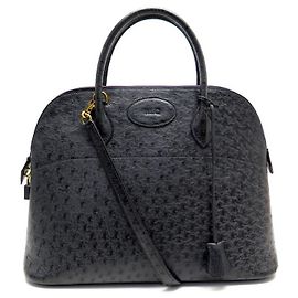Hermès BORSA A MANO HERMES BOLIDE VINTAGE IN PELLE DI STRUZZO BLU BORSA Blu