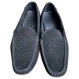 Philipp Plein Suede Flats Black Black
