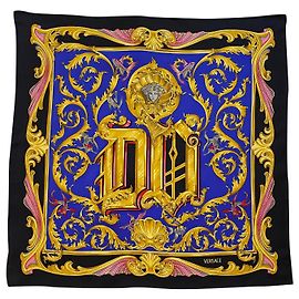 Versace Seiden Schals Schwarz Mehrfarben