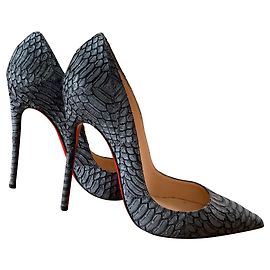 Christian Louboutin So Kate Watersnake nubuck geometric light black 120 MM Dark grey