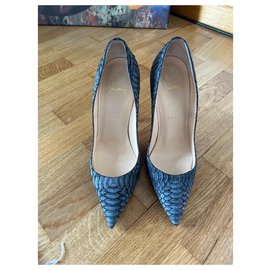 Christian Louboutin-So Kate Watersnake nabuk geometrico chiaro nero 120 MM-Grigio antracite