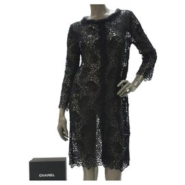 Christian Dior-Dior Black Wool Lace Tunic Dress Sz 38-Black