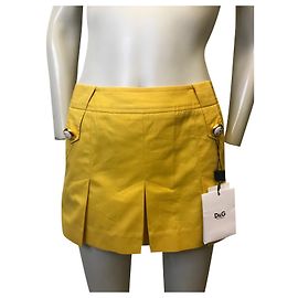 Jupe courte en coton jaune Dolce & Gabbana Jaune