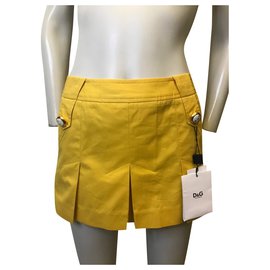 Saia curta de algodão amarela Dolce & Gabbana Amarelo